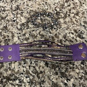 Purple and Silver Multi-Strand Bracelet